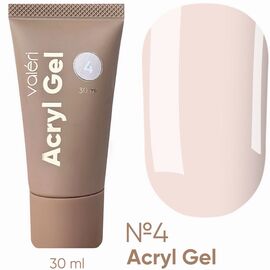 VALERI Acryl Gel №04 (світло-бежевий), 30 мл, Об'єм: 30 мл, Колір: Світло-бежевий, image 