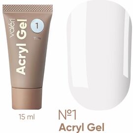 VALERI Acryl Gel №01 (білий), 15 мл, Об'єм: 15 мл, Колір: Білий, image 
