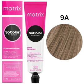 Matrix SoColor Pre-Bonded 9A стійка крем-фарба, дуже світлий блондин попелястий, 90 мл, Об'єм: 90 мл, Відтінок: 9A, image 