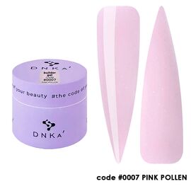 DNKa Builder Gel Моделюючий гель #0007 Pink Pollen (ніжно-рожевий із шиммером), 15 мл, image 