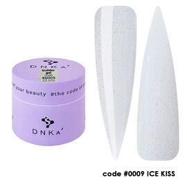 DNKa Builder Gel Моделюючий гель #0009 Ice Kiss (молочний із шиммером), 15 мл, image 