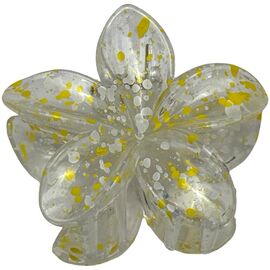 Краб для волосся великий Квітка (бризки жовто-білі), 1 шт, image 