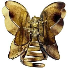 Краб для волосся середній метелик подвійний (прозоро-жовтий), 1 шт, image 