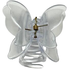 Краб для волосся середній метелик подвійний (прозорий), 1 шт, image 