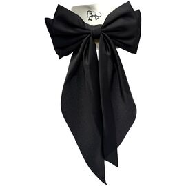 Заколка для волосся клік-клак бантик атласний (чорний), 1 шт, image 