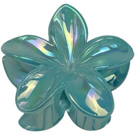 Краб для волосся великий Квітка голографічний (бірюзовий), 1 шт, image 