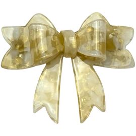 Заколка для волосся клік-клак бантик мармуровий (беж), 1 шт, image 