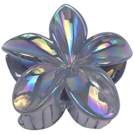 Краб для волосся великий Квітка голографічний (сірий), 1 шт, image 