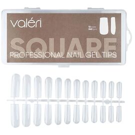 VALERI Professional Nail Gel Tips Square Гелеві тіпси квадрат, 240 шт, Кількість: 240 шт, Форма: Square, image 