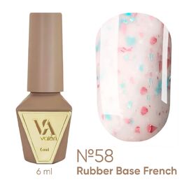 VALERI Rubber Base French Камуфлююча база з поталлю №58, 6 мл, Відтінок: 058, Об'єм: 6 мл, image 