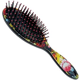 Salon Professional Щітка масажка кругла квітковий чорний принт 6903 L, image 