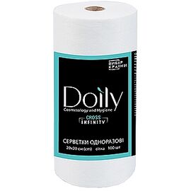 DOILY Серветки в рулоні CROSS INFINITY 20х20 см (100 шт/рул) зі спанлейсу 45 г/м2 Текстура: сітка Колір: білий, image 
