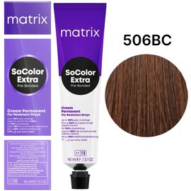 Matrix SoColor Pre-Bonded Extra Coverage 506BC крем-фарба для сивого волосся, темний блондин коричнево-мідний, 90 мл, Об'єм: 90 мл, Відтінок: 506BC, image 