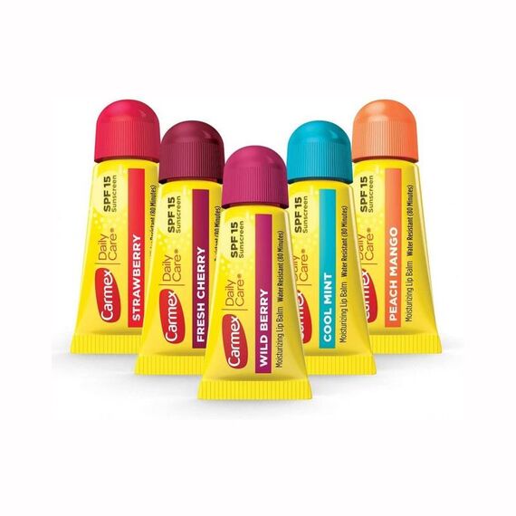 CARMEX 5-pack MINI Tubes (Strawberry, FreshCherry, WilddBerry, CoolMint, PeachMango) Набір бальзамів для губ, image _ab__is.image_number.default
