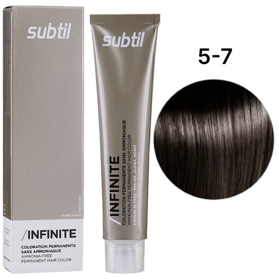 SUBTIL Infinite Стійка безаміачна крем-фарба для волосся 5-7 Світлий шатен коричневий, 60 мл, Об'єм: 60 мл, Відтінок: 5/7, image 