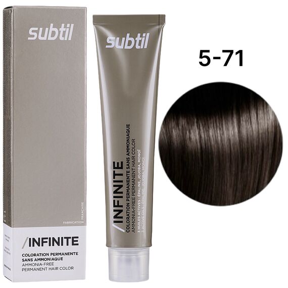 SUBTIL Infinite Стійка безаміачна крем-фарба для волосся 5-71 Світлий шатен коричнево-попелястий, 60 мл, Об'єм: 60 мл, Відтінок: 5/71, image 