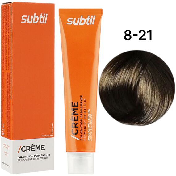 SUBTIL Creme Стійка крем-фарба для волосся 8-21 Світлий блондин перламутровий попелястий, 60 мл, Об'єм: 60 мл, Відтінок: 8/21, image 