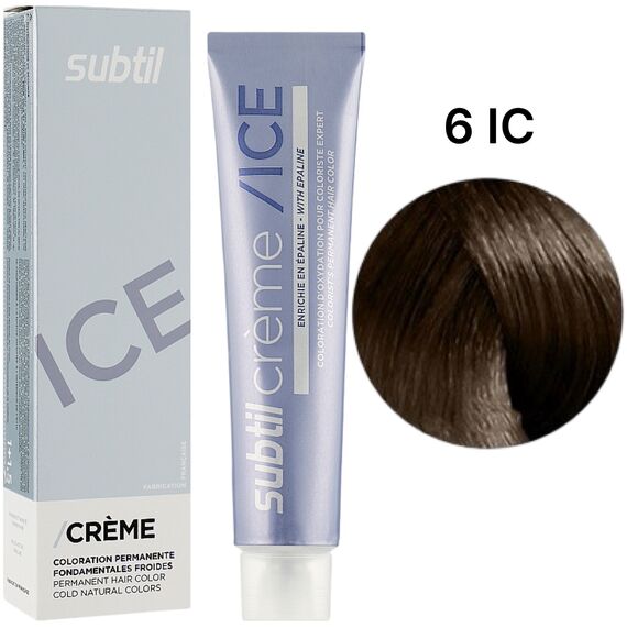 SUBTIL Ice Colors Стійка крем-фарба для волосся 6 IC Холодний темний блондин, 60 мл, Об'єм: 60 мл, Відтінок: 6 IC, image 
