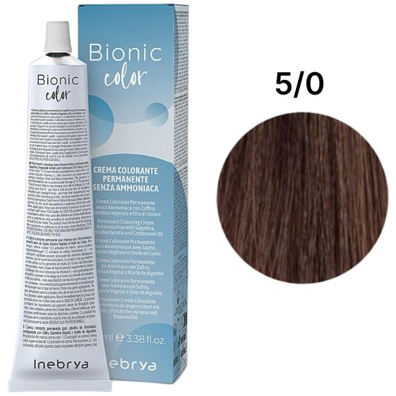 INEBRYA Bionic Крем-фарба без аміаку 5/0 Світло-каштановий, 100 мл, Об'єм: 100 мл, Відтінок: 5/0, image 