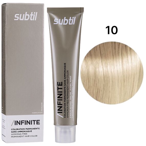 SUBTIL Infinite Стійка безаміачна крем-фарба для волосся 10 Супер світлий блондин, 60 мл, Об'єм: 60 мл, Відтінок: 10, image 