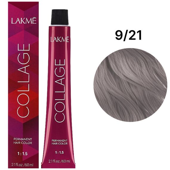 LAKME Collage Creme Hair Color Стійка фарба для волосся 9/21 Violet Ash Very Light Blonde, 60 мл, Об'єм: 60 мл, Відтінок: 9/21, image 