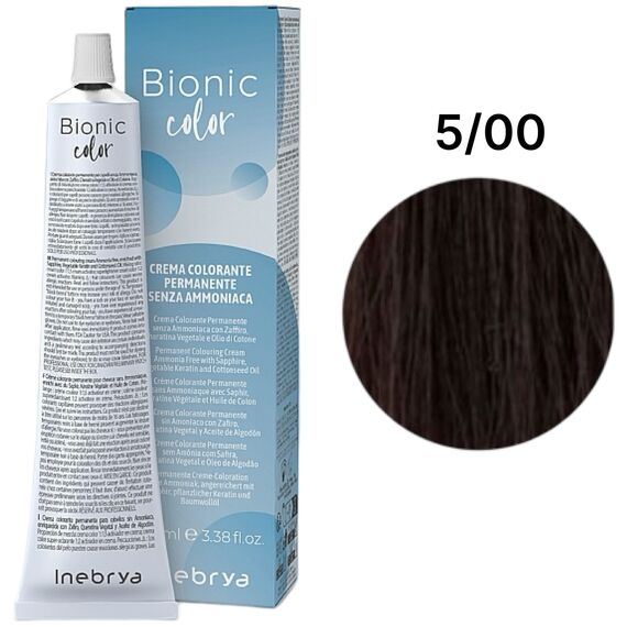INEBRYA Bionic Крем-фарба без аміаку 5/00 Інтенсивний темний коричневий, 100 мл, Об'єм: 100 мл, Відтінок: 5/00, image 