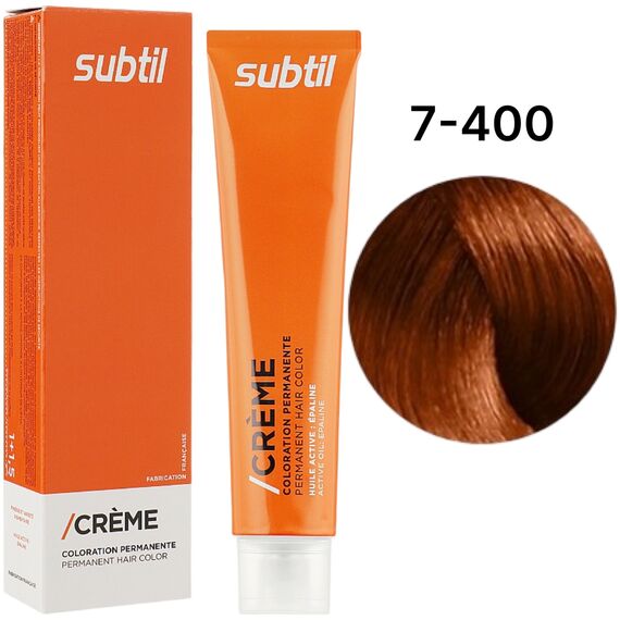 SUBTIL Creme Стійка крем-фарба для волосся 7-400 Блондин мідний інтенсивний+, 60 мл, Об'єм: 60 мл, Відтінок: 7/400, image 