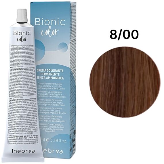 INEBRYA Bionic Крем-фарба без аміаку 8/00 Інтенсивний свiтлий блондин, 100 мл, Об'єм: 100 мл, Відтінок: 8/00, image 