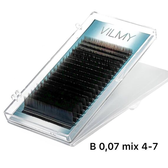 VILMY VIYA Chocolate Вії шоколад для нарощення 20 ліній B 0,07 mix 4(5)-5(5)-6(5)-7(5), Довжина вій: 4-7 мм, image 