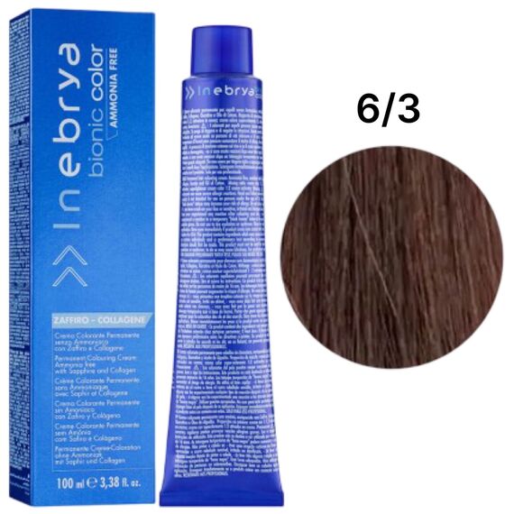 INEBRYA Bionic Крем-фарба без аміаку 6/3 Золотистий темно-русявий, 100 мл, Об'єм: 100 мл, Відтінок: 6/3, image 