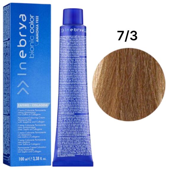INEBRYA Bionic Крем-фарба без аміаку 7/3 Золотистий русявий, 100 мл, Об'єм: 100 мл, Відтінок: 7/3, image 