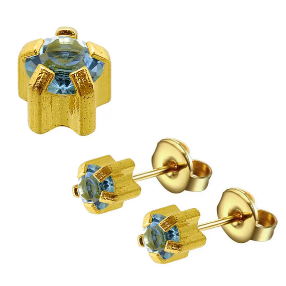 CAFLON Blue Сережки голки крапан (PVD, W, аквамарин, 3 мм, сталь), image 