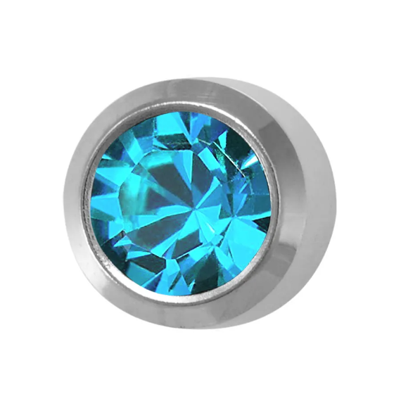 CAFLON Сережка гвоздик (NPVD, W, аквамарин, оправа, 4мм, сталь, перший прокол), image 