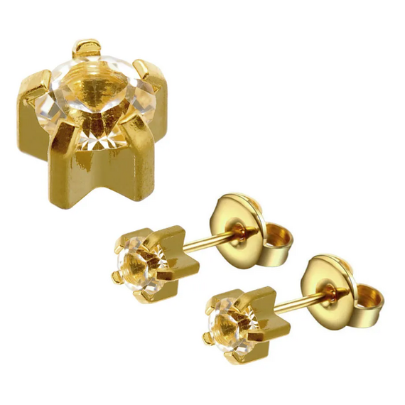 CAFLON Blue Сережки голки крапан (PVD, V, білий, 3 мм, сталь), image 