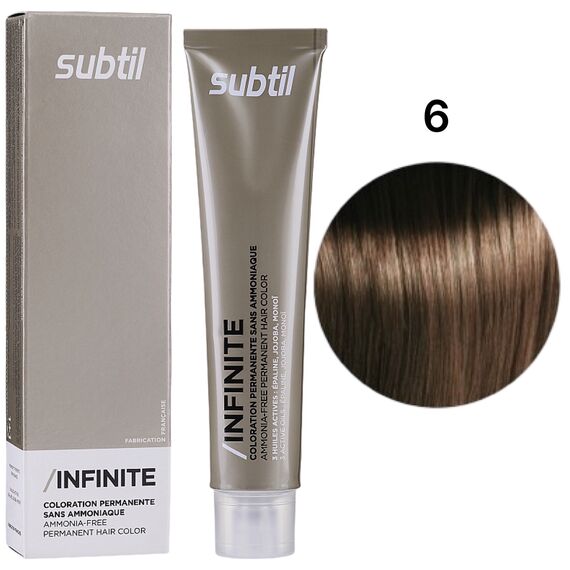 SUBTIL Infinite Стійка безаміачна крем-фарба для волосся 6 Темний блондин, 60 мл, Об'єм: 60 мл, Відтінок: 6, image 
