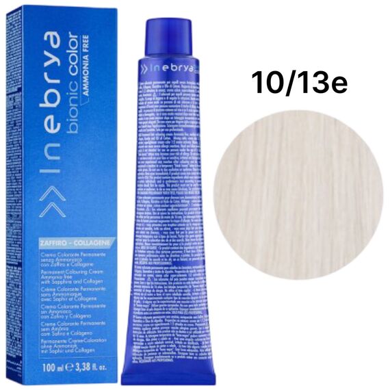 INEBRYA Bionic Крем-фарба без аміаку 10/13E Платиновий блондин бежевий екстра, 100 мл, Об'єм: 100 мл, Відтінок: 10/13E, image 
