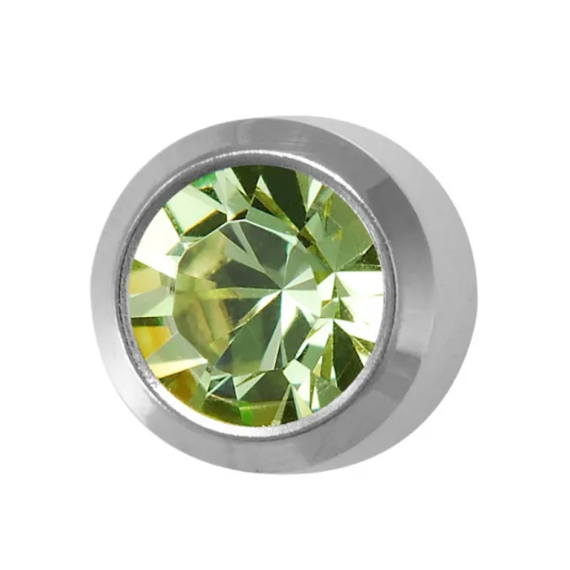 CAFLON Сережка гвоздик (NPVD, R, хризоліт, оправа, 4мм, сталь, перший прокол), image 