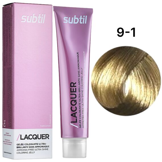 SUBTIL Lacquer Безаміачна тонуюча гелева фарба для волосся 9-1 Дуже світлий попелястий блондин, 60 мл, Об'єм: 60 мл, Відтінок: 9/1, image 