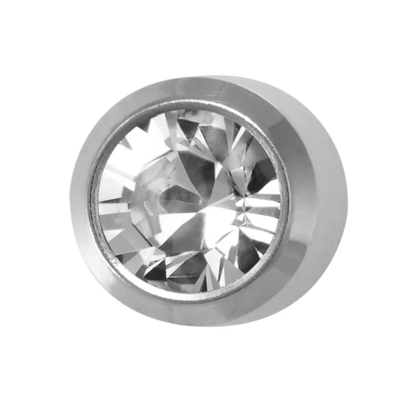 CAFLON Сережка гвоздик (NPVD, V, білий, оправа, 4мм, сталь, перший прокол), image 