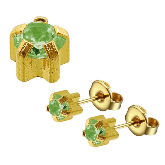 CAFLON Blue Сережки голки крапан (PVD, R, хризоліт, 3 мм, сталь), image 