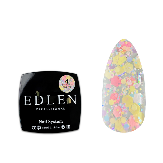 EDLEN Confetti Glitter Гель-лак глітерний №04, 5 мл, Колір: 004, image 
