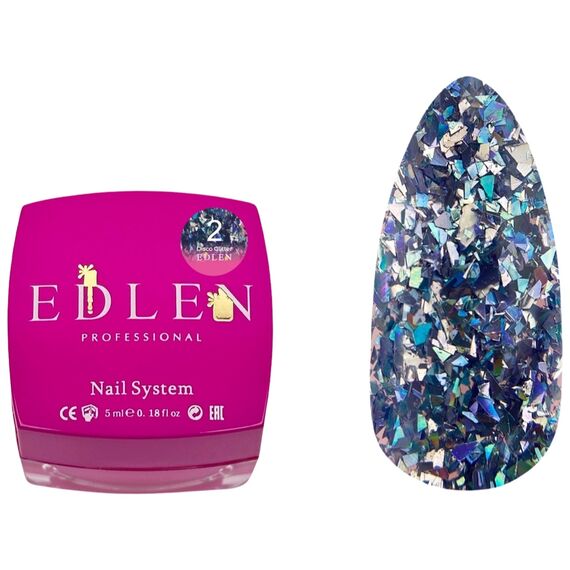 EDLEN Disco Glitter Глітер для дизайнів №02, 5 мл, Колір: 002, image 