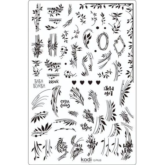 KODI Пластина для стемпінгу Plus size (розмір 9,5*14,5) № 13, №: 013, image 