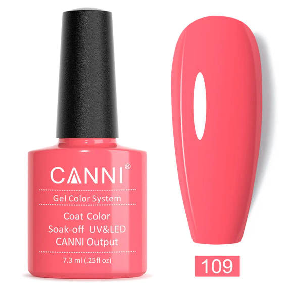 CANNI Гель-лак №109 (ніжно-рожевий, емаль), 7.3 мл, № гель лаку: 109, Об'єм: 7.3 мл, image 