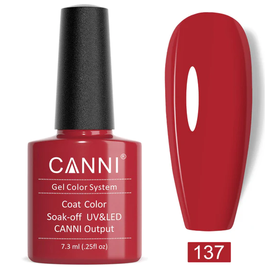 CANNI Гель-лак №137 (темний оранжево-червоний, емаль), 7.3 мл, № гель лаку: 137, Об'єм: 7.3 мл, image 