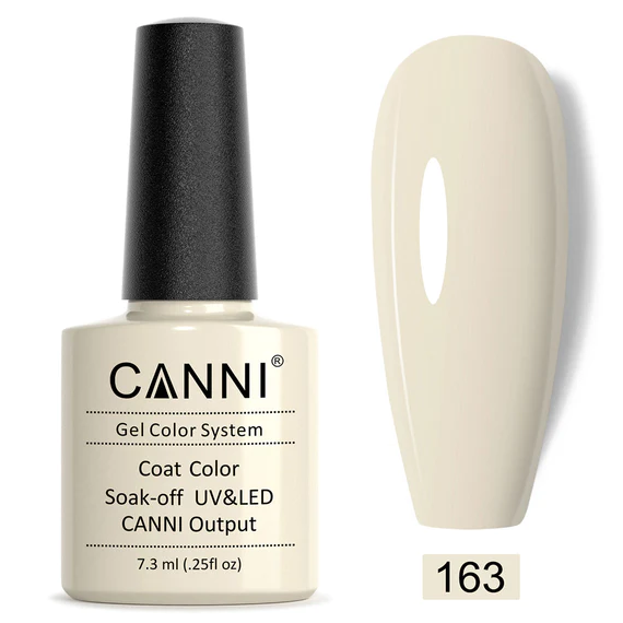 CANNI Гель-лак №163 (сіро-бежевий, емаль), 7.3 мл, № гель лаку: 163, Об'єм: 7.3 мл, image 