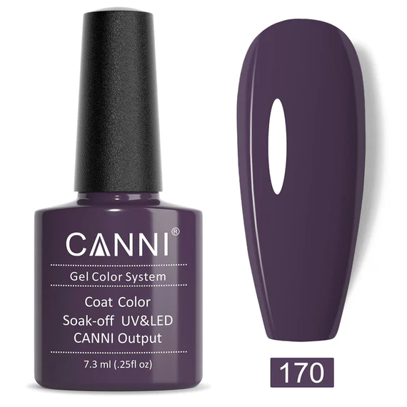 CANNI Гель-лак №170 (брудно-винний, емаль), 7.3 мл, № гель лаку: 170, Об'єм: 7.3 мл, image 