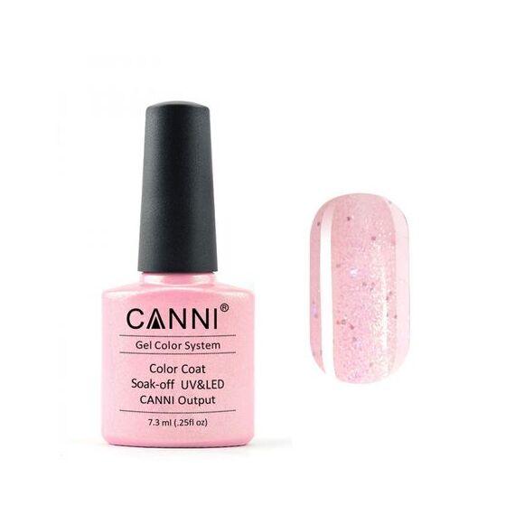 CANNI Гель-лак №216 (ніжний, світло-рожевий з мікроблиском і блискітками), 7.3 мл, № гель лаку: 216, Об'єм: 7.3 мл, image 