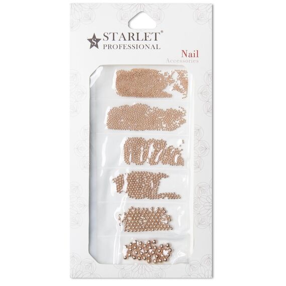 STARLET PROFESSIONAL Бульйонки металеві МІДНІ, різний розмір поділені, 1400 шт, Колір: Мідний, image 