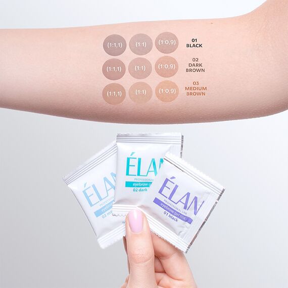 ELAN Eyebrow Gel Tint Гель-фарба для брів та вій 03 Medium Brown (світло-коричнева), 10 шт/уп, image _ab__is.image_number.default